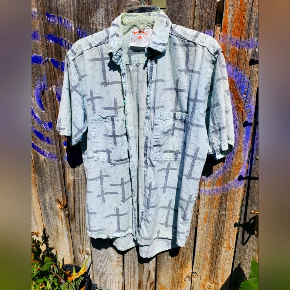 Collared short sleeve shirt Cotton shirt sz L